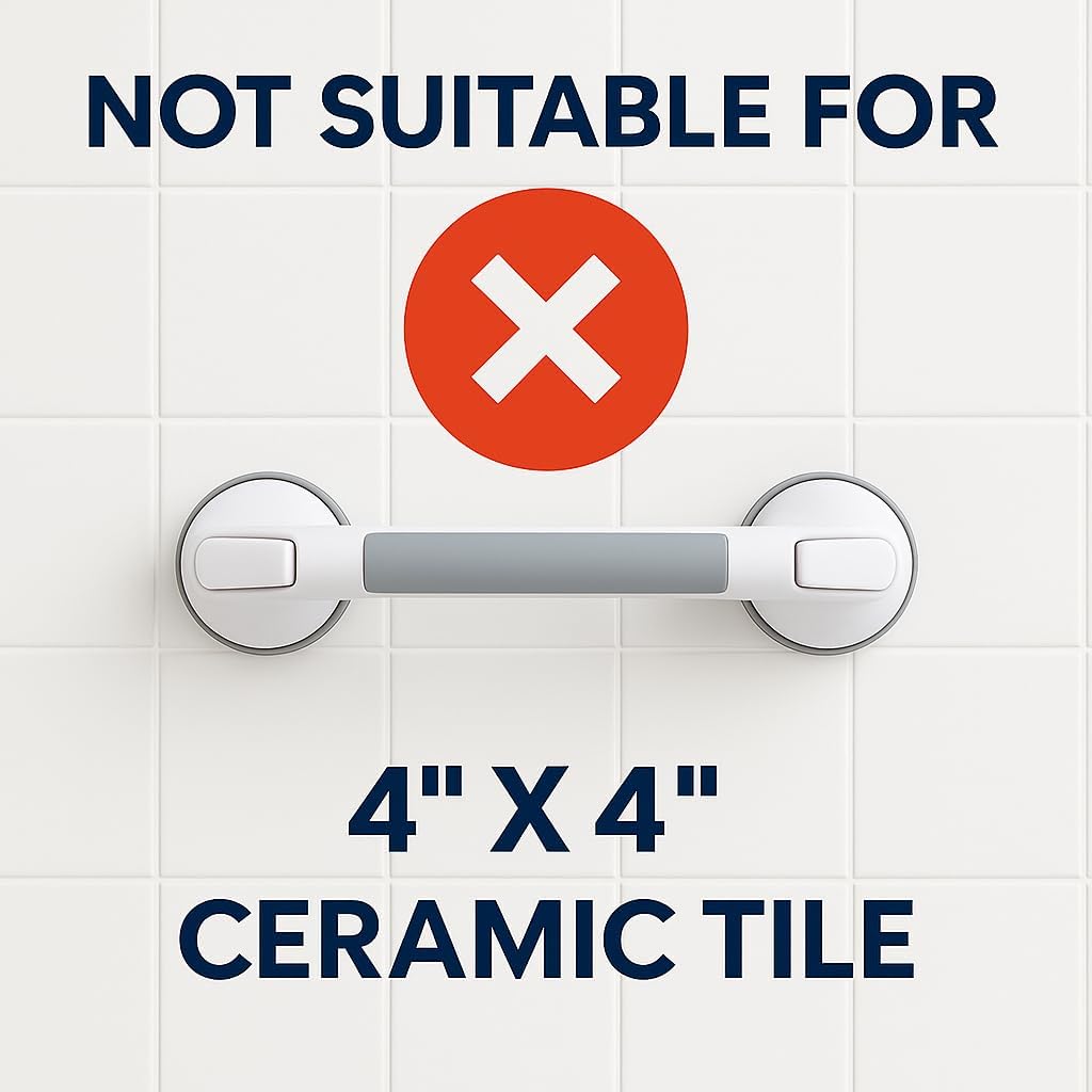 2 Pack Grab Bars for Bathtubs and Showers, Suction Grab Bar, Heavy Duty Shower Handle Removable Bath Handrails for Seniors and Elderly, Bathroom Safety Grip No Drilling Waterproof,Grey Write