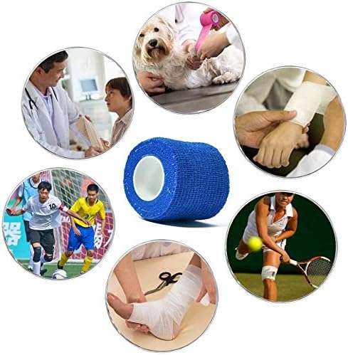 (12-Pack) 2” x 5 Yards | Self Adhesive Bandage Wrap, Kuvvfe Athletic Elastic Cohesive Bandage for Sports Injury,Strain,Knee & Wrist,Ankle Sprains & Swelling First Aid