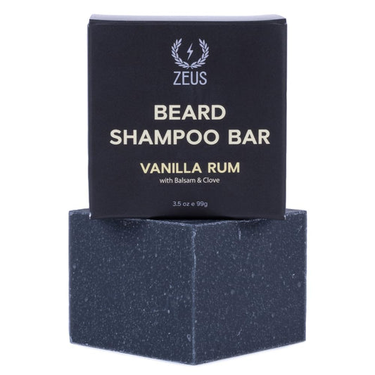 ZEUS Beard Wash Bar for Men, All-Natural Hydrating Shampoo, Skin-Clarifying Soap & Beard Care Cleanser with Natural Ingredients, Anti-Itch & Gentle on Skin (Made in USA) Vanilla Rum
