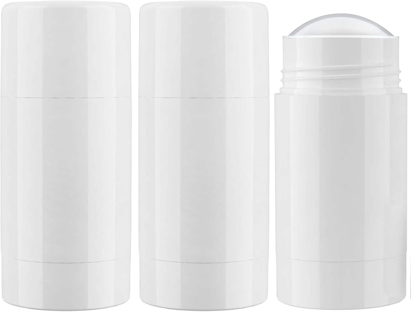 Tekson 2.5oz Empty Refillable Deodorant Containers, 3PCS Twist-UP Containers Tubes, Empty Balm Travel for Lotion Stick(White)