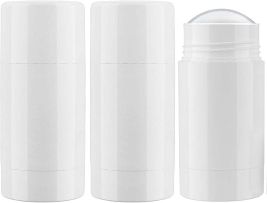 Tekson 2.5oz Empty Refillable Deodorant Containers, 3PCS Twist-UP Containers Tubes, Empty Balm Travel for Lotion Stick(White)
