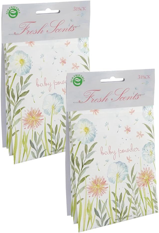 WILLOWBROOK | Fresh Scents Scented Sachet Packet | Baby Powder | Air Freshener Bags for Drawers, Closets, Cars | 6 Pack | Long Lasting Home Fragrance