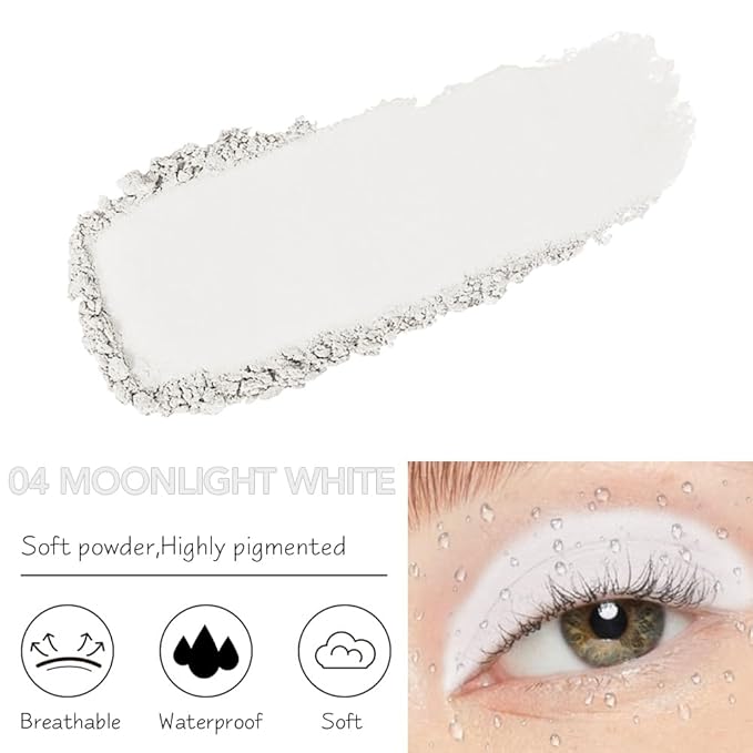 Monochrome Matte Eyeshadow Makeup Palette,Highly Pigmented Moonlight White Eyeshadow Palette,Matte Pressed Powder Eye shadow Makeup,Single Vegan Eye Shadow,Daily Evening Women Girls Eyeshadow Gift 04