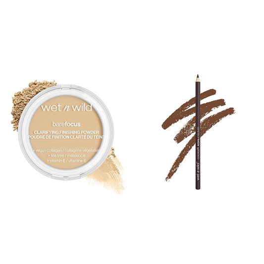 wet n wild Bare Focus Clarifying Finishing Powder Light-Medium & Color Icon Kohl Eyeliner Pencil Simma Brown Now!