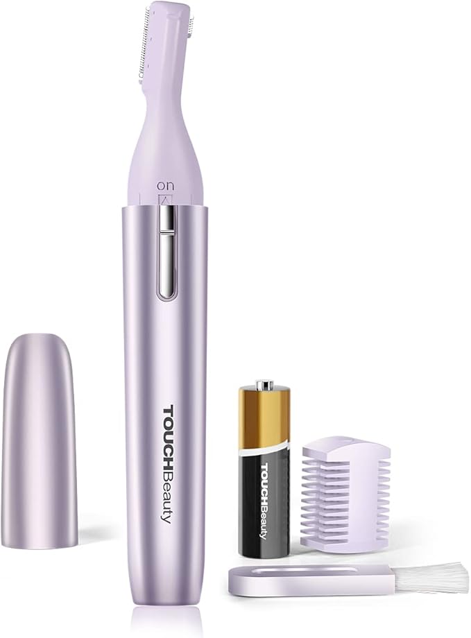 TOUCHBeauty Eyebrow Hair Trimmer for Women, Painless Precision Eyebrow Shaper, Pen-Shaped Hair Remover Razor for Face Chin Neck, Upper-Lip, Peach-Fuzz Mini Sized Battery-Operated Purple Color 1658A