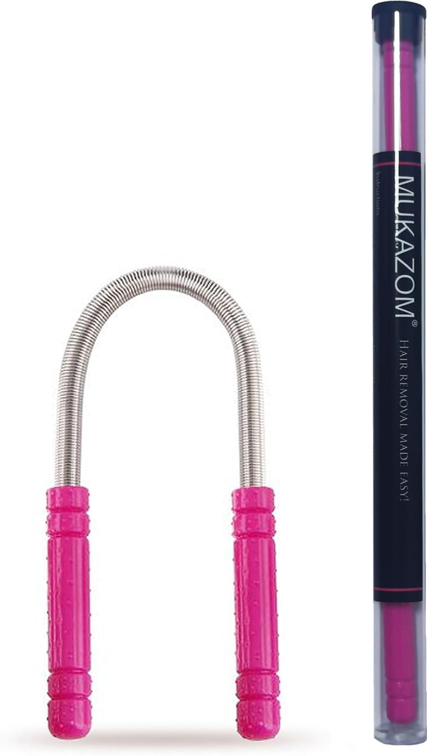 Facial Hair Removal for Women, Mukazom Original Hair Remover Spring Epilator for Removing Hair on The Cheeks, Neck, Upper Lip and Chin (Pink-New)
