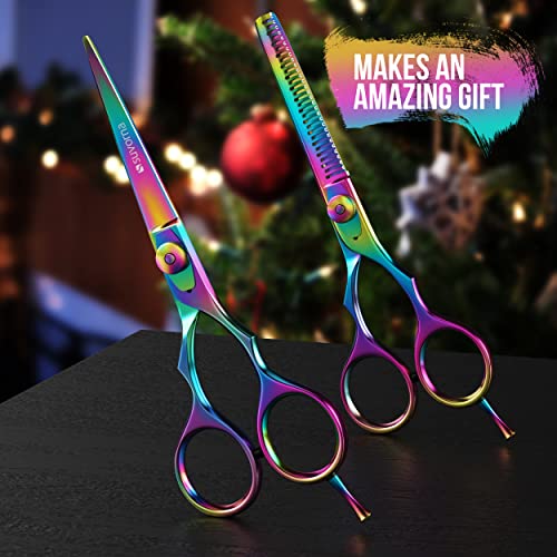 Suvorna 5.5" Hair Cutting Scissors Professional with Thinning Shears for Hair Cutting, Right Hand Professional Hair Scissors, Barber Shears Set, hair shears professional, 2 piece Hair Cutting Shears.