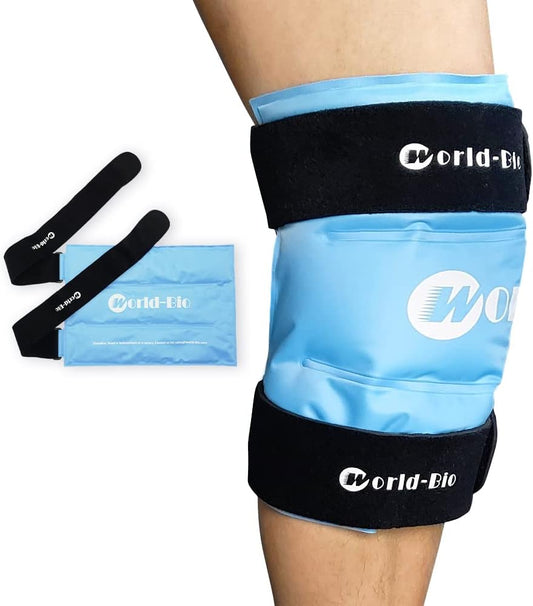 Knee Ice Pack Wrap for Pain Relief, Reusable & Flexible Gel Cold Pack for Leg Injuries, Swelling, Replacement Surgery, Hot & Cold Compress Knee Ice Wrap for Arthritis, Post-Surgery Recovery