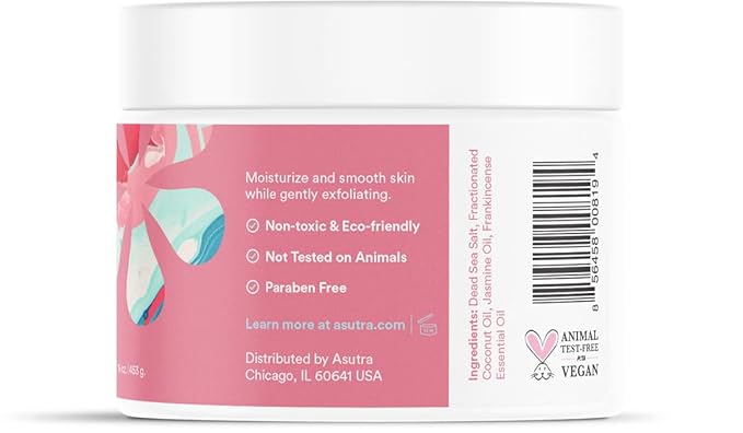 ASUTRA Dead Sea Salts Essential Oil Body Scrub Bundle – 3, Full-Size 16 oz Body Scrubs – Refreshing Jasmine, Sensual Rose, Purifying Peppermint – Ultra Hydrating, Gentle, and Moisturizing