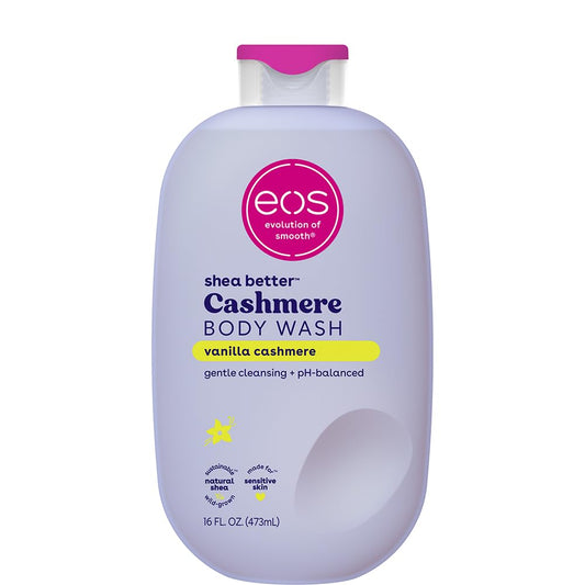 eos Shea Better Cashmere Body Wash, Vanilla Cashmere, Moisturizing, pH Balanced Body Wash, Creamy Gel Formula, Paraben & Phthalate Free, Sensitive Skin, 16 fl oz