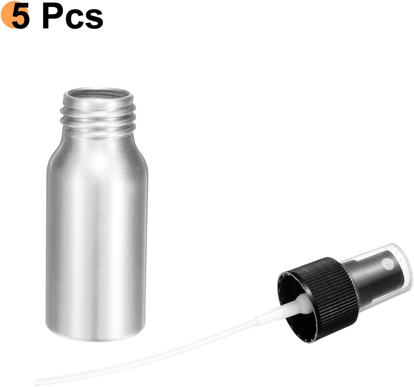 HARFINGTON 5pcs Aluminum Fine Mist Spray Bottles 30ml/1oz Metal Small Liquid Alcohol Refillable Travel Container with Black Plastic Nozzle Cap for Perfume Skincare Cosmetic Storage Bottle