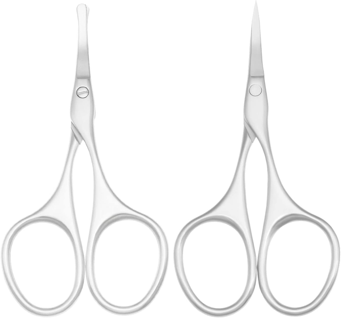 Multicolor Professional Grooming Scissors for Personal Care Facial Hair Removal and Ear Nose Eyebrow Trimming Stainless Steel Fine Straight Tip Scissors 3.9 Inch (Curved Silver Set)