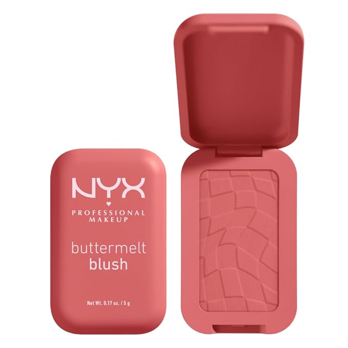 NYX PROFESSIONAL MAKEUP Buttermelt Powder Blush, Fade and Transfer-Resistant Blush, Up to 12HR Make Up Wear, Vegan Formula - Feeling Butta