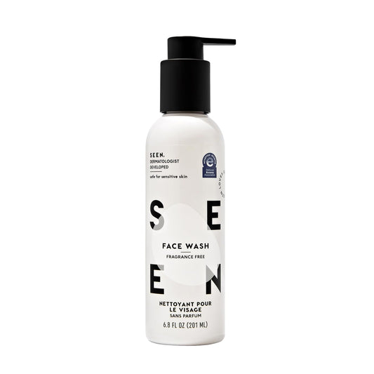SEEN Face Wash, Fragrance Free -Non-Comedogenic & Non-Irritating Face Cleanser - Dermatologist-Developed - Safe for Sensitive, Eczema & Acne Prone Skin