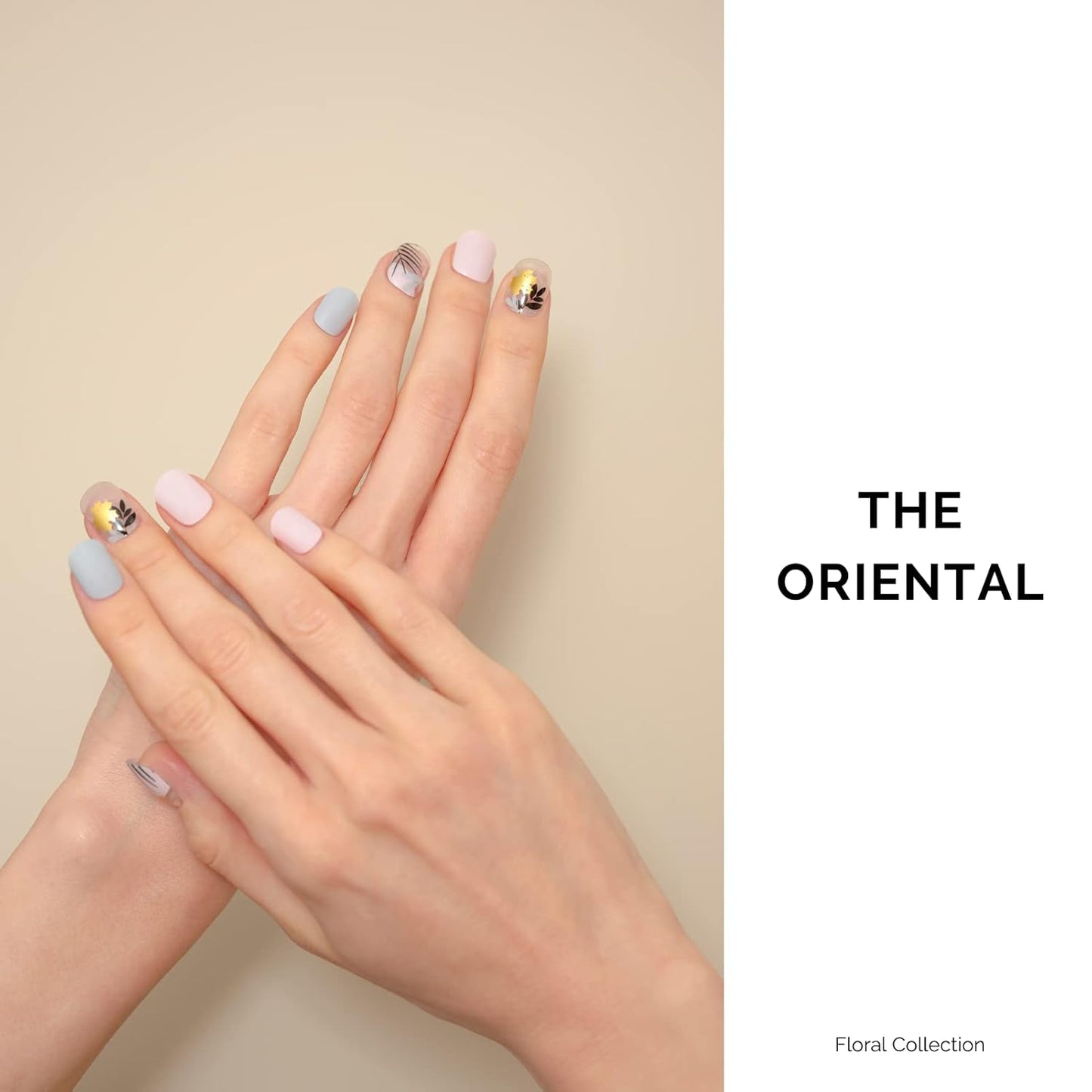 NAILOG Semi Cured Gel Nail Strips, 34 pcs Salon-Quality Gel Nail Stickers, Long Lasting Nail Wraps for Women with Soft Gel Finish | The Oriental