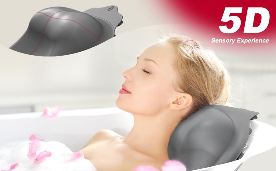 Bathtub Pillows for Head and Neck, Silicone Bath Pillows for Tub Bath Tub Pillow with 4 D Press Inflatable Airbag and 36 Non-Slip Strong Suction Cups,Bathtub Pillow Ergonomically Designed