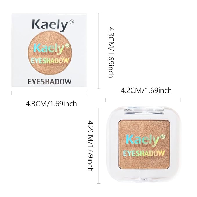 Kaely Pressed Single Eyeshadow Makeup, Golden Shimmer Highly Pigmented Monochrome Eye Shadow Palette, Waterproof Neutral Powde Mini Eyeshadow, sombras para ojos, Lightweight Blendable, 06