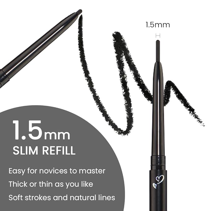 Kaely 1.5mm Skinny Gel Eyeliner Pencil,Black Cat Eye Liner Makeup Pen,Cream Smooth Eyeliner Crayon,delineador de ojos contra el agua,Waterproof Long Lasting 16 Hour Wear,Vegan & Cruelty Free,01