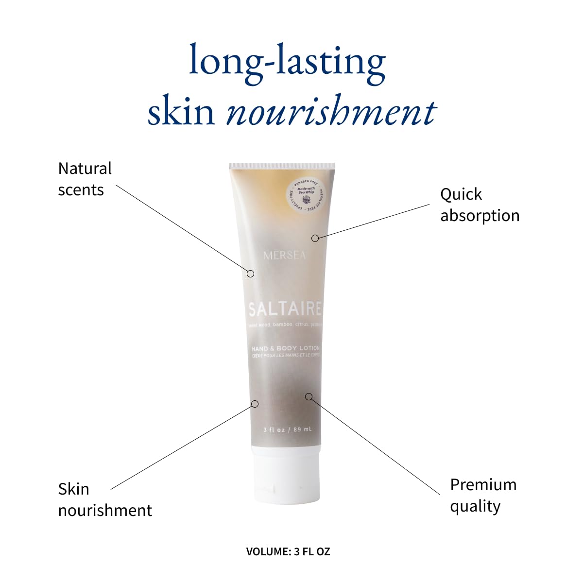 MERSEA Saltaire Sea Whip Hand and Body Lotion, Scented Travel Lotion (3 oz)