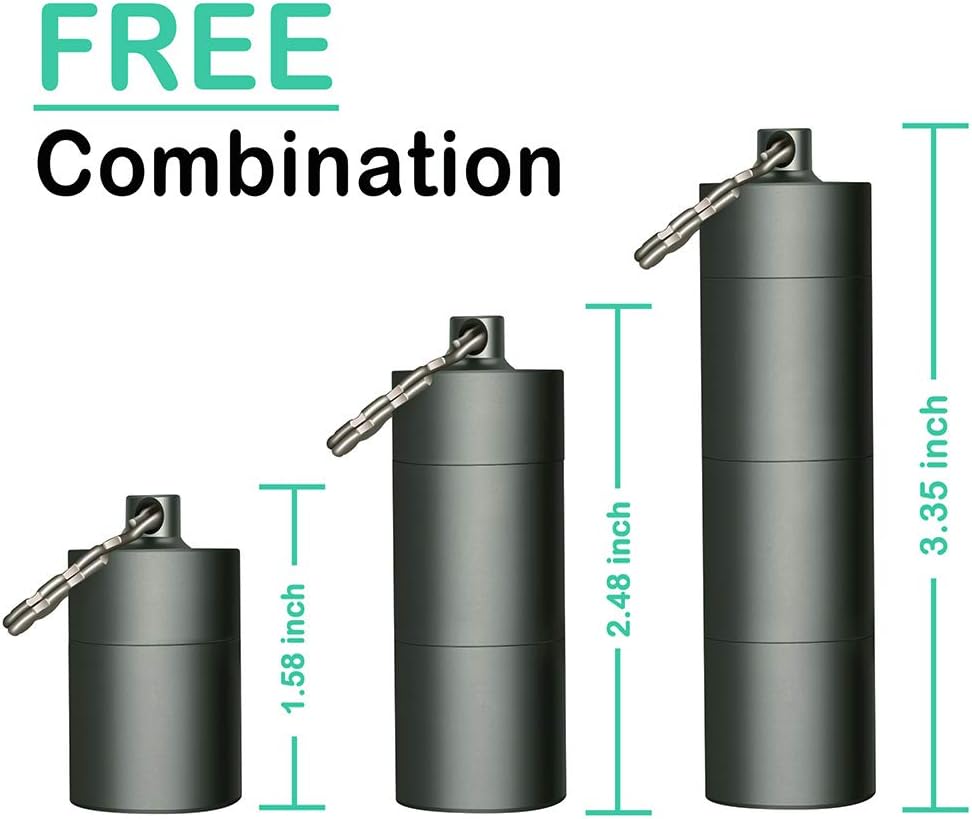 3 Packs Portable Keychain Pill Holder Case, EFFIET 3 Compartments Metal Pocket Emergency Pill Container Dispenser Box Outdoor Medicine Bottle Tin for Daily Supplyment (Mixed Color)