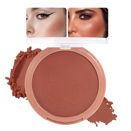 Single Matte Cheeks Face Cream powder Blush Makeup Palette, Bronze Brown Singles Blushes for Older Women, Monochrome Highly Pigmented Daily Evening Girls Blush Gift, Rubor en Polvo, 06
