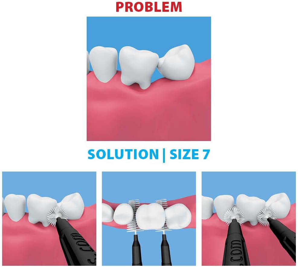 Piksters Interdental Brushes, 40 pk, Size 7, Interdental Tooth Brush for Extra Large Gaps, Gum Soft Bristles for Plaque Removal, Safe for Braces