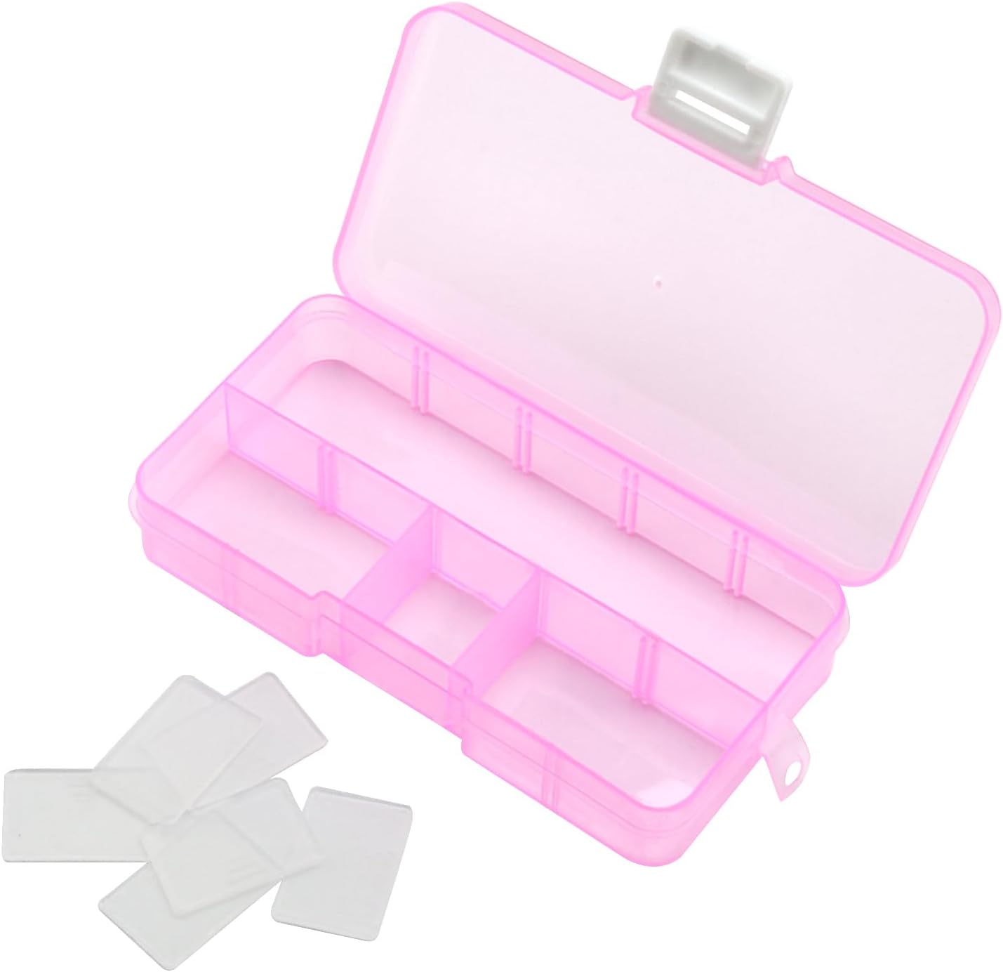 KINJOEK 32 Pack 10 Grids Plastic Bead Organizer Containers Storage, Adjustable Dividers Diamond Jewelry Craft Painting Storage Case, Colors Small Fishing Tackle Box for Sewing Cross Stitch Accessories