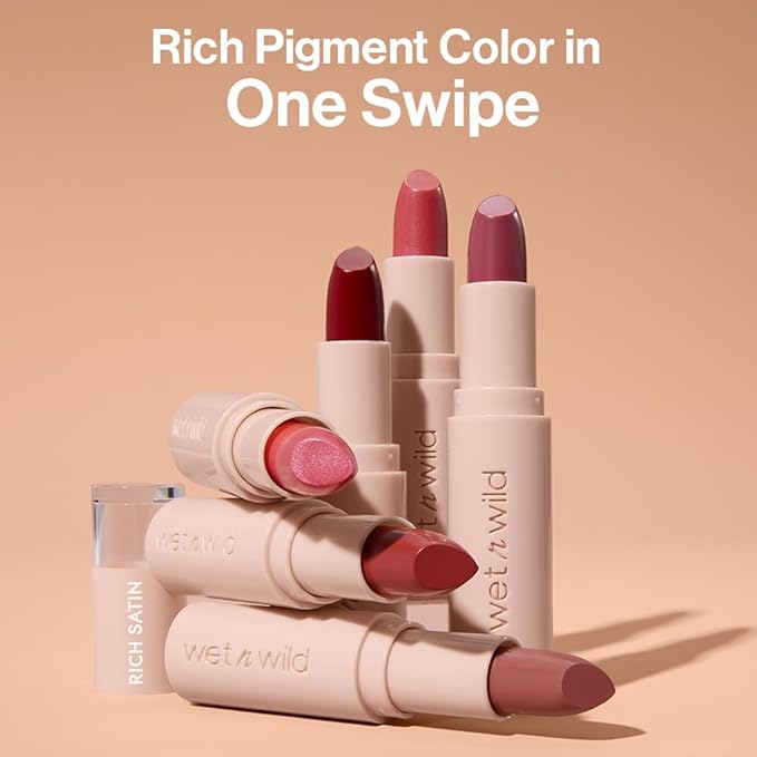 wet n wild Mega Last Rich Satin Lip Color, Rich Creamy Color with Satin Finish, Infused with Vitamin E & Moisturizing Argan Oil, Lightweight, Silky-Smooth, Vegan & Cruelty-Free - One in a Milli-Melon