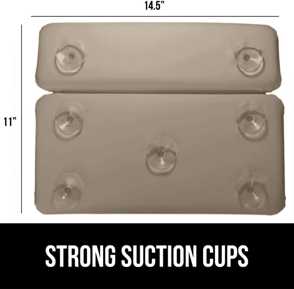 GORILLA GRIP Bath Pillow for Tub, Improved Suction Cups, Luxury Bathtub Pillows, Headrest for Neck and Back Support, Relaxing Home Spa, Hot Tubs and Bathroom Essentials, Gifts for Women, 2 Panel Beige