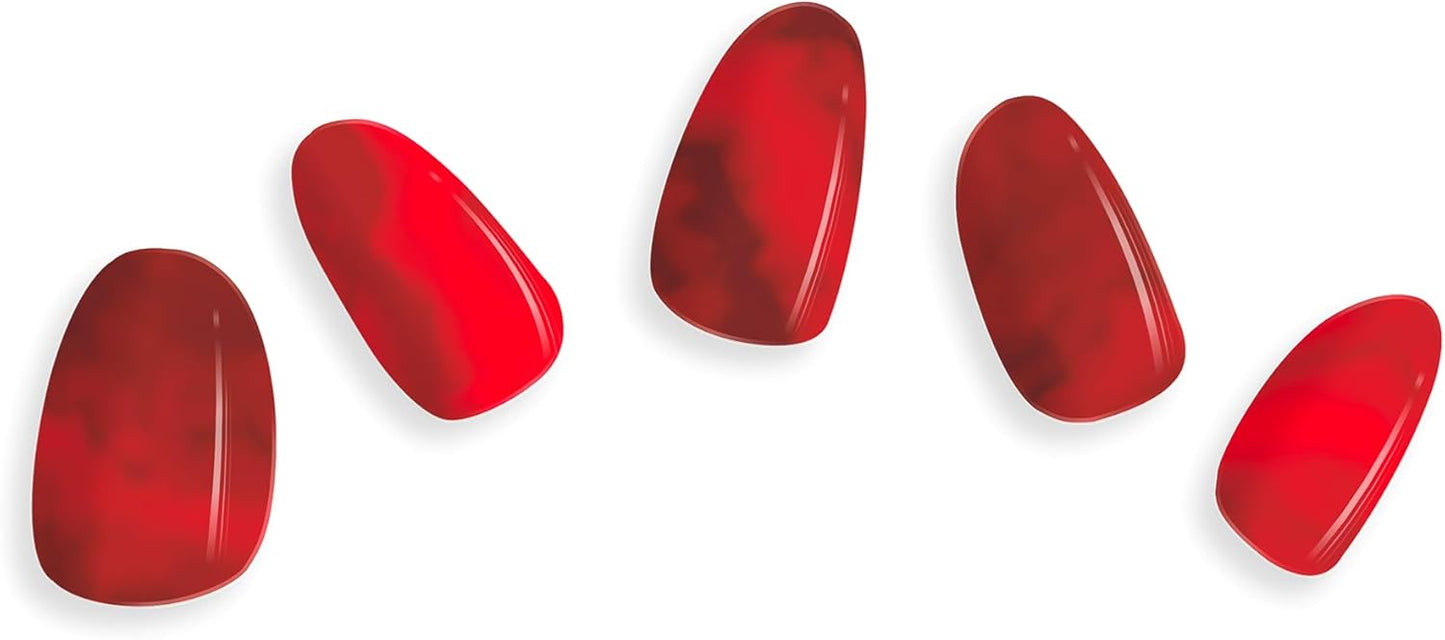 Semi Cured Gel Nail Strips - Minimalist Ombre Nail Polish Wraps, Works with Any UV Lamp - Long Lasting Easy Salon Manicure - 24pcs with 2 Prep Pads, Nail File & Cuticle Stick (Lava Gurl)