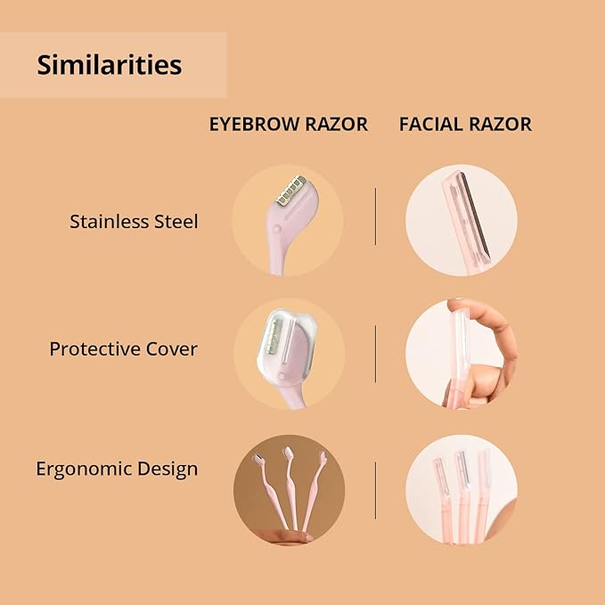 Facial Hair Removal Combo with Face Razor + Eyebrow Razor | Painless & Precision Face Hair Removal | for Eyebrows, Upper Lip, Peach Fuzz & Forehead