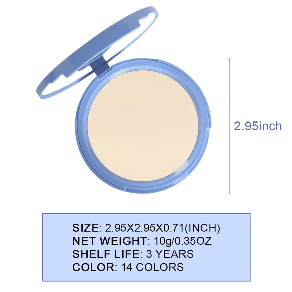 Oil Control Matte Perfection Face Powder Compact For Women, Matte Smooth Flawless Setting Powder Makeup, Polvo Compacto De Maquillaje, Waterproof Long Lasting, 0.35Oz,(Nude Translucent, 1)