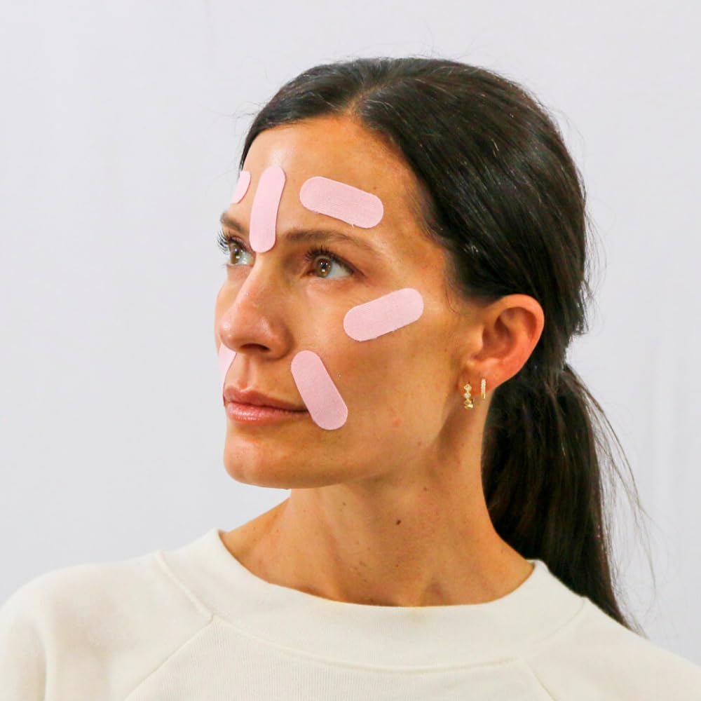 Face Tape Strips - 128 Pre-Cut Cotton Face Lifting Tape, Facial Tape, Overnight Anti Wrinkle Patches, Smile Line Patches, Frown Line Patches, Smoothing & Tightening - Latex Free.