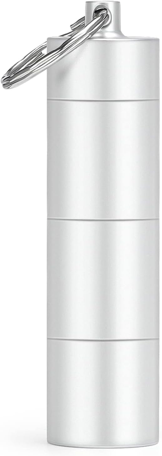 Opret Keychain Pill Holder, 3 Compartments Metal Small Pill Case, Waterproof Portable Travel Pill Box, Pill Container for Purse (Silver)