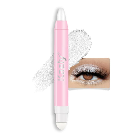 Kaely 2in1 Cream Eye Shadow Brightener Sticks, Pearl White Eyeliner Pencil Shimmer, Eyeshadow Applicator Stick Waterproof Pigmented, Eye Shadow Palette Highlighter Makeup, sombras para ojos, 01