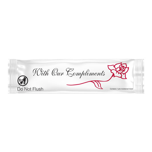 Diamond Wipes Pre-moistened Hand Wipes - “With Our Compliments” Logo 10x8” Extra Thick Lemon-Scented Pack of 250 Individually Wrapped Wet Wipes