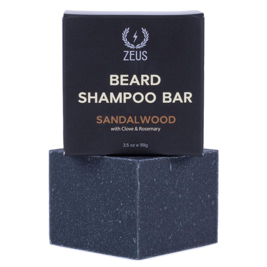 ZEUS Beard Wash Bar for Men, All-Natural Hydrating Shampoo, Skin-Clarifying Soap & Beard Care Cleanser with Natural Ingredients, Anti-Itch & Gentle on Skin (Made in USA) Sandalwood