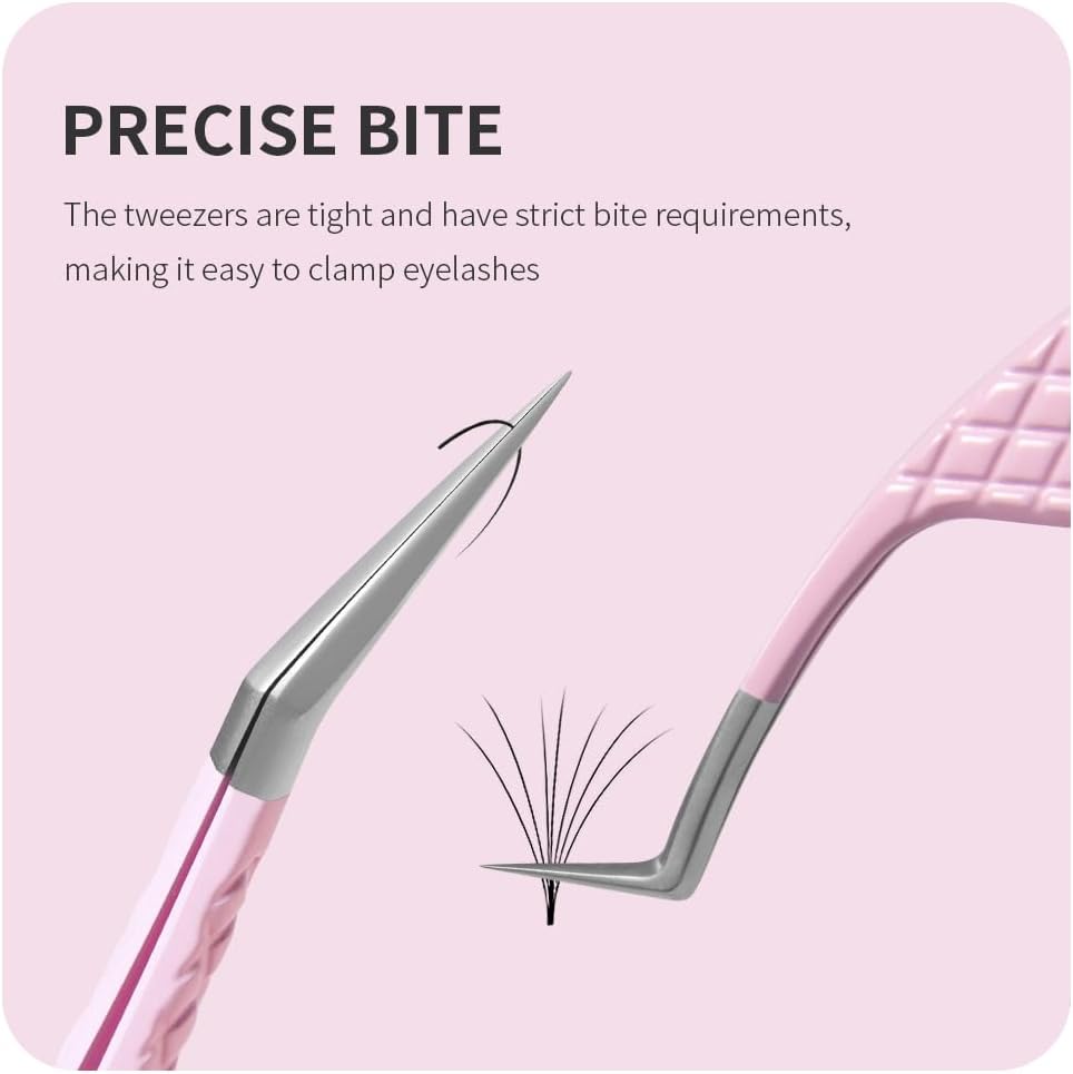 Eyelash Extension Tweezers,Fiber Tip Grip Boot Volume Lash Tweezers,Professional Pointed Lash Extension Tweezers for Easy Lash Application and Removal-F01