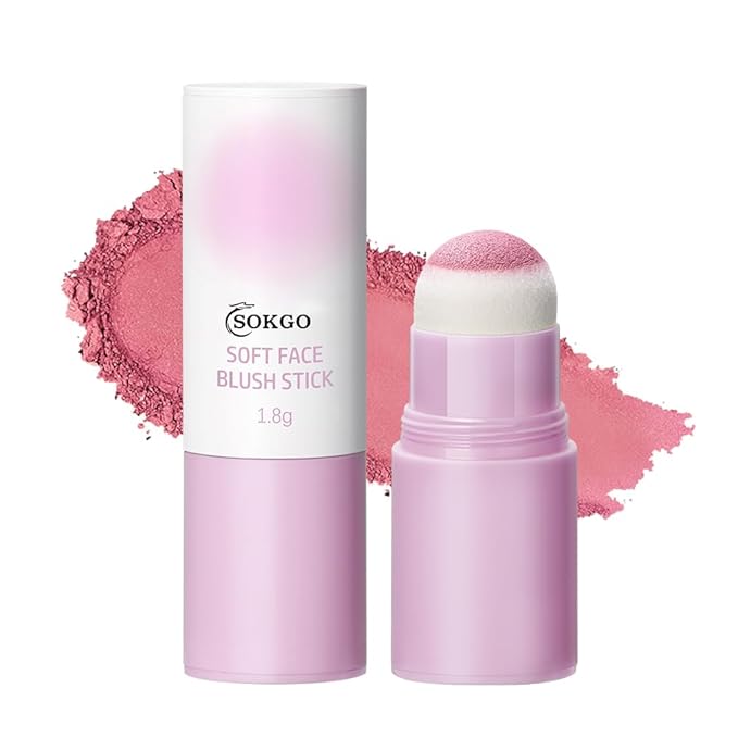 Soft Face Blush Stick, Matte Natural Long Lasting Blush for a Flawless Finish, Creamy Blendable Formula for All Skin Types, Everyday Wear Professional Quality Makeup (Warm mauve, Large)