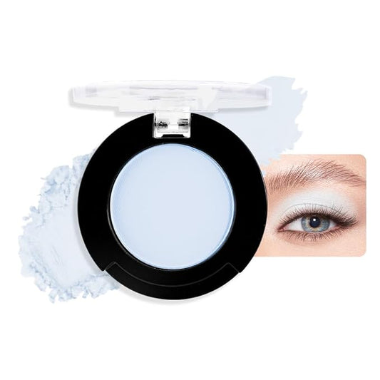 Light Blue Single Matte Eyeshadow Makeup, Cream to Powder Monochrome Eye Shadow for Older Women, Daily Evening Girls Eyeshadow Palette Gift, sombras para ojos, Mini Vegan Travel Eye, #14