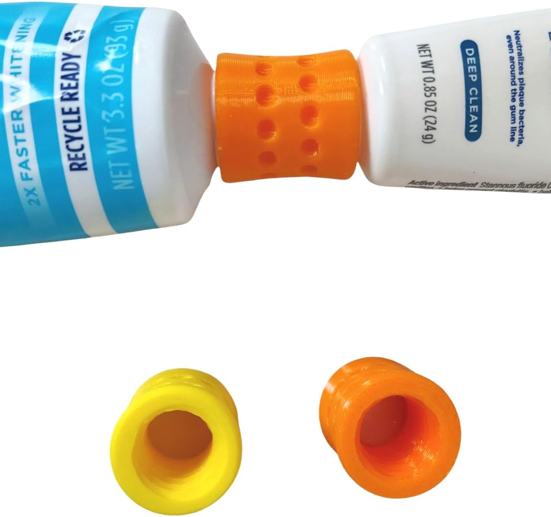 Travel-Size Toothpaste Refill Adapters & Squeezer Combo, 4PCS/Pack, Compatible with Colgate & Crest Toothpaste