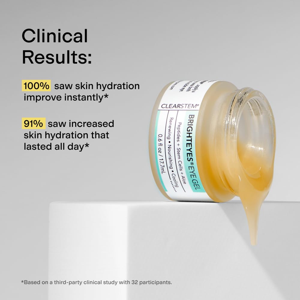 CLEARSTEM - BRIGHTEYES - Eye Gel - Nourishing Eye Cream - Lip Renewal - Cooling Gel - Stem Cells Blend - Peptides, Collagen, Aloe Vera - Gluten Free - Beauty, Self Care, Skin Care - 0.6 fl oz