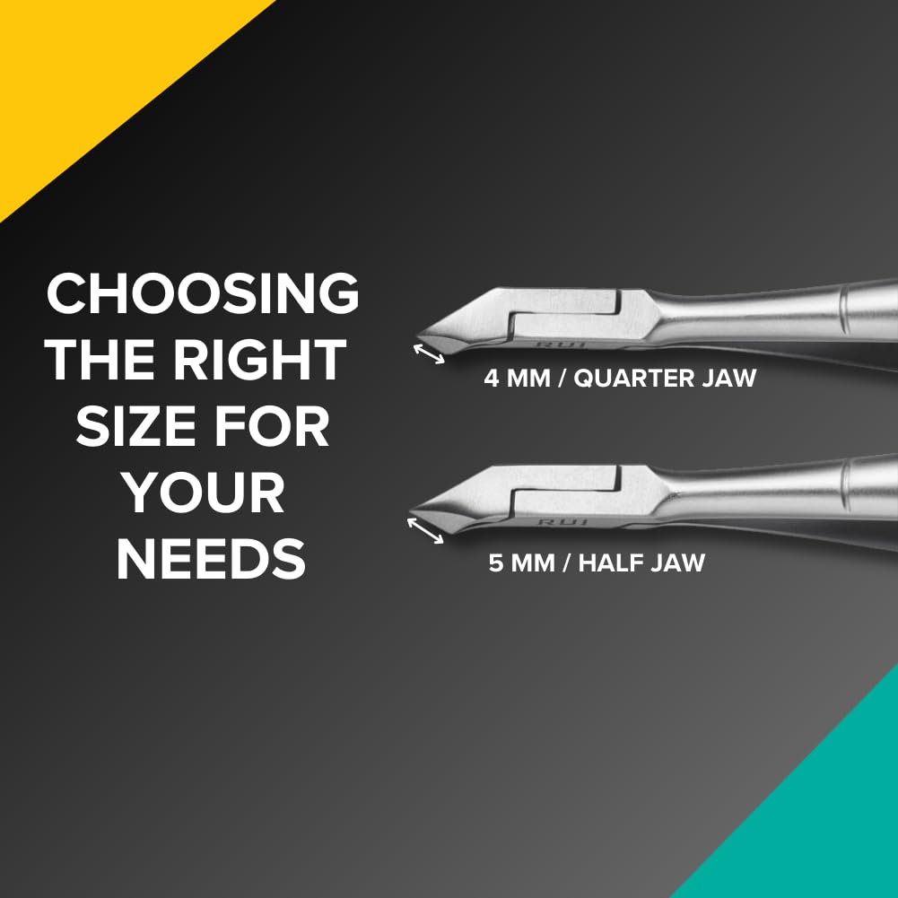 Rui Smiths Ultra-Premium Stainless Steel Cuticle Nippers - Professional Stainless Steel Cuticle Cutters - Japanese Handle, Mirror Finish - 4mm Jaw, Double Spring