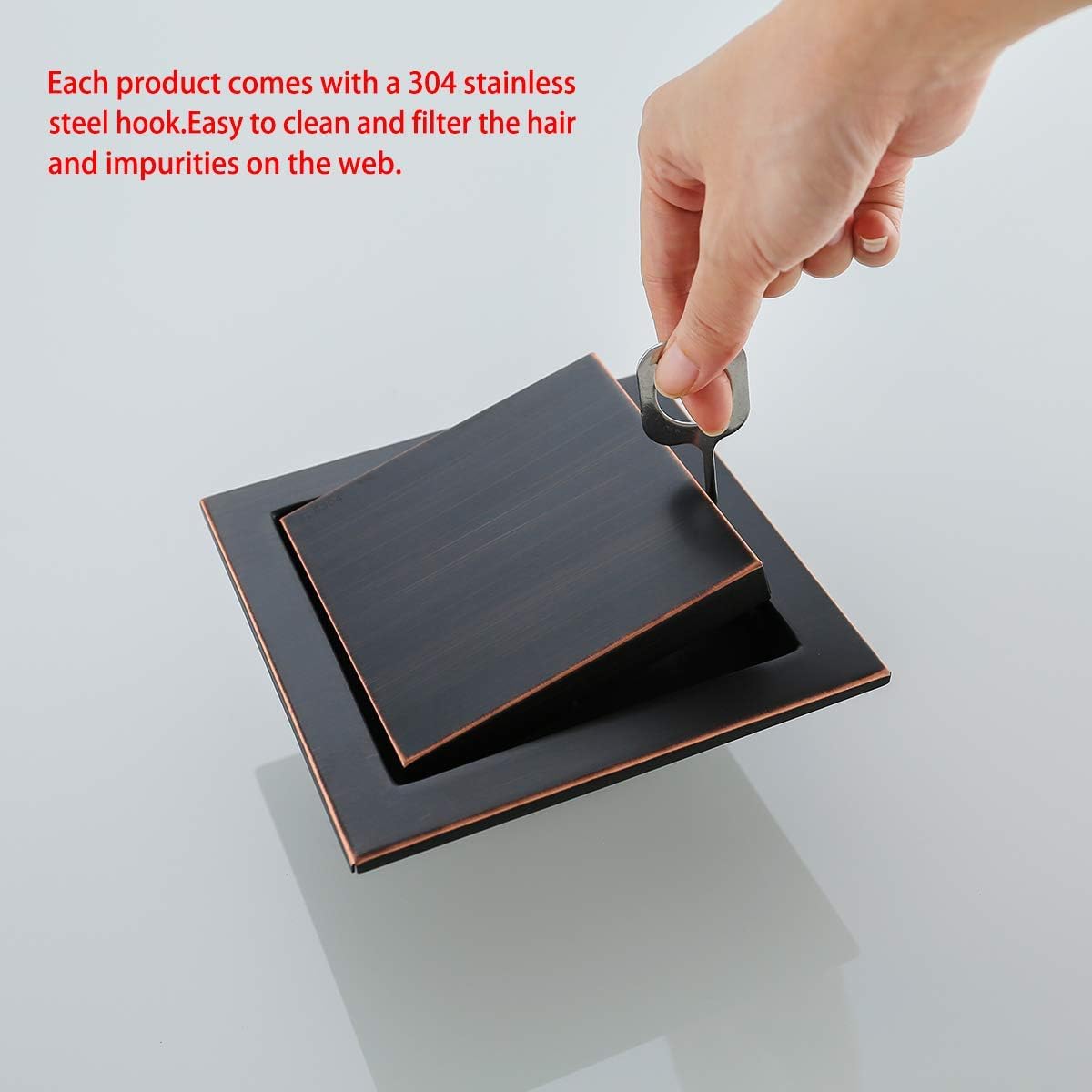 RANDOM Oil Rubbed Bronze Shower Drain Square with Removable Tile Insert Shower Drain Cover and Hair Strainer SUS 304 Stainless Steel 6 inch Shower Floor Drain