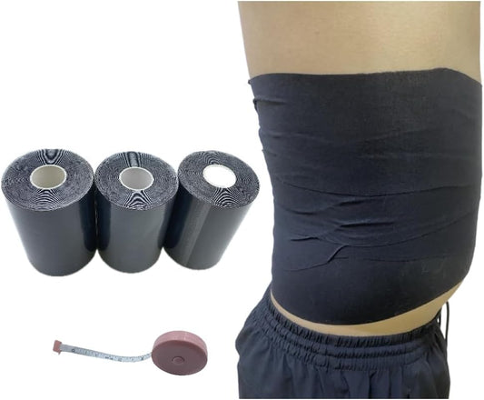 Body Stomach Compression Tape- Extra Wide Kaotic Tape for Body Shaping& Workout& Sweater Enhancer& Skin Protection (Black/10CM*5M) (3 Rolls)