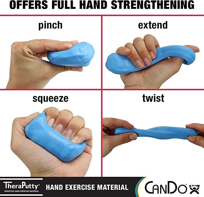 CanDo TheraPutty Standard Hand Exercise Putty For Rehabilitation, Exercises, Hand Therapy, and Occupational Therapy. Use To Strengthen Hand Muscles, Improve Fine Motor Skills, And Decrease Stress
