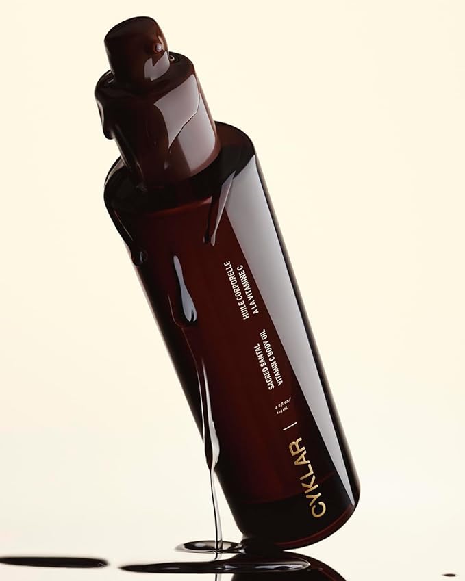 Vitamin C Body Oil for Women and Men. Moisturizing Sacred Santal Scented Body Serum for Glowing Skin. Nourishing, Hydrating After-Shower and Bath Skin Care Moisturizer, 4.2 Fl Oz