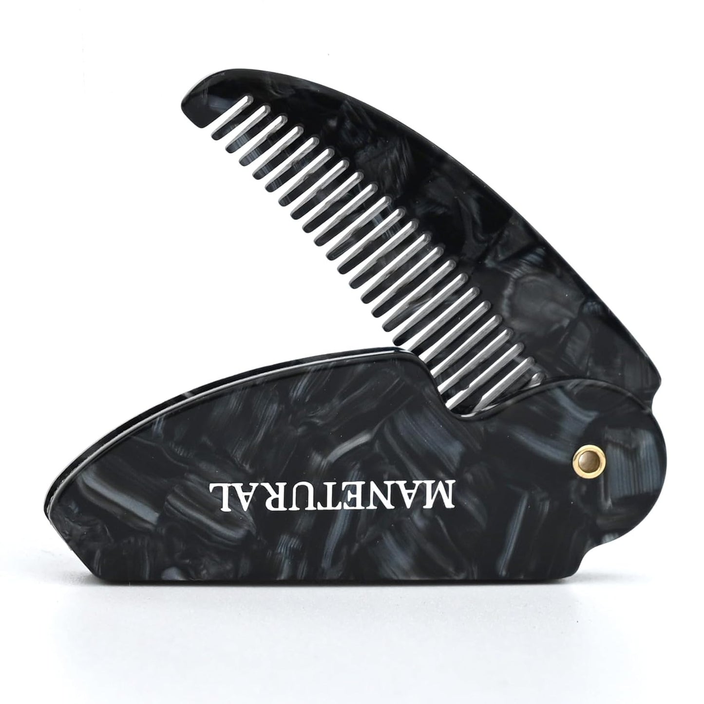 60L Handmade Saw-Cut Folding Mustache Comb - Premium Quality Pocket Comb for Perfect Moustache Styling (Small) (BLack, 1 PACK)