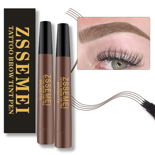 Waterproof Eyebrow Pen - Microblading Tattoo Brow Pencil, 24 Hours Long Lasting, Creates Natural Looking (Brunette - 2 PCS)