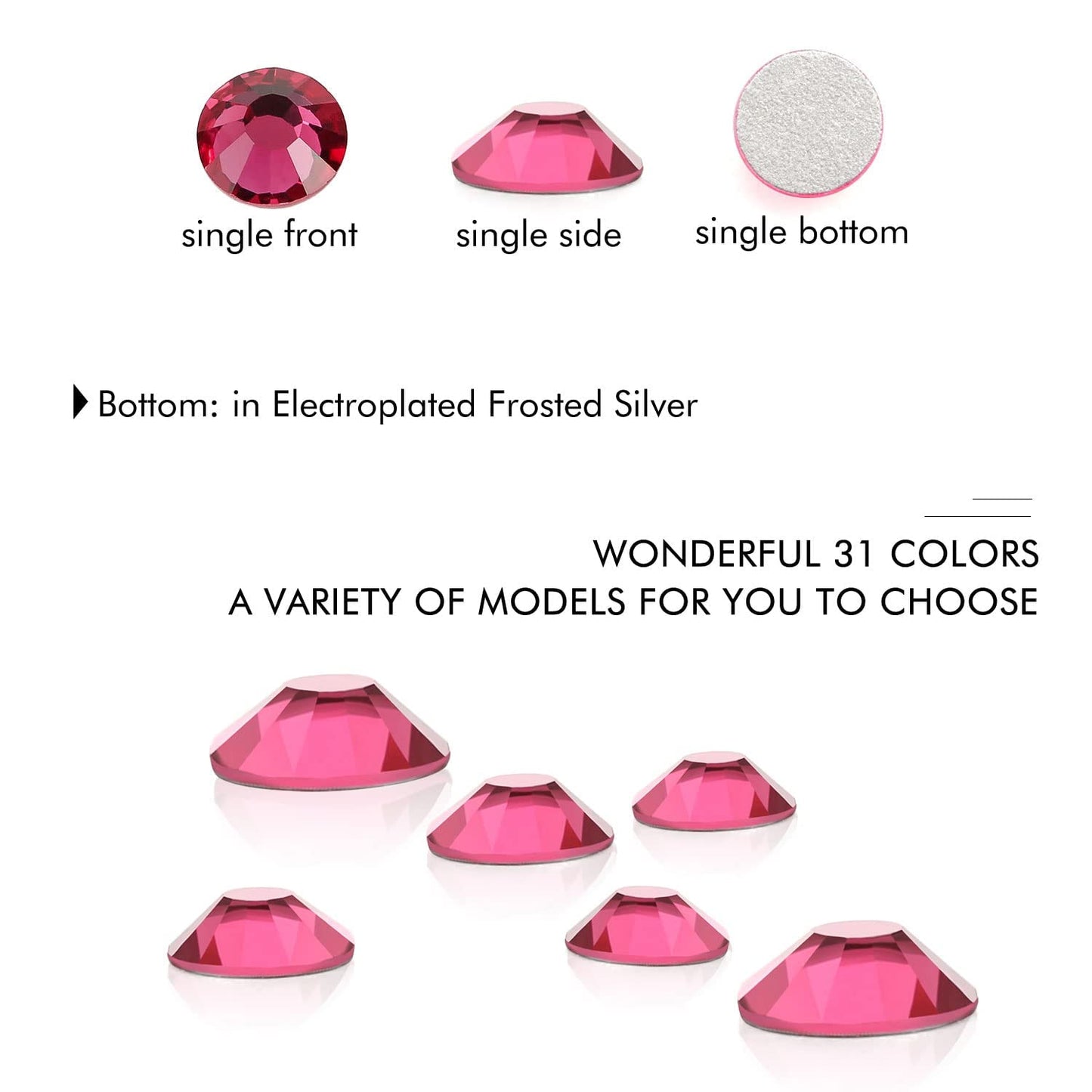 288Pcs Rose Crystal Rhinestones,Glass Flatback Rhinestones Gemstones for Nail Face Makeup Art Crafts Clothes Decoration -(SS34,7.0mm,Rose)